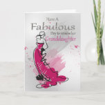 Granddaughter Birthday Greeting With Female, Card<br><div class="desc">Contemporary Birthday Greeting With Female In A Stylish Dress,  with blended colours and sketch style,  with watercolor splash on a blended grey background.</div>