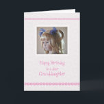 Granddaughter Birthday Hearts Card<br><div class="desc">Send birthday wishes to a special granddaughter featuring an innocent face of a sweet little girl with pigtails in her hair and borders of pink hearts!</div>