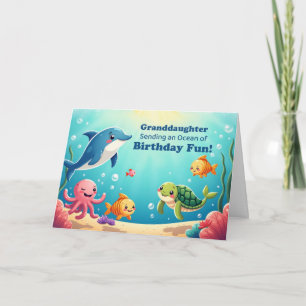 Granddaughter Birthday Ocean of Fun Fish Scene Card