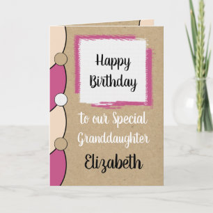Granddaughter birthday pink white rustic card