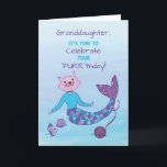 Granddaughter Birthday Purrmaid w/ Sparkly Glitter Card<br><div class="desc">Your granddaughter will love this purrmaid card for her birthday! A cat on a mermaid body meets for this cute ocean mythical creature.</div>