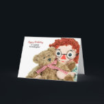 granddaughter birthday rag doll with teddy bear card<br><div class="desc">Old rag doll with brown fuzzy teddy bear for granddaughter's birthday.</div>