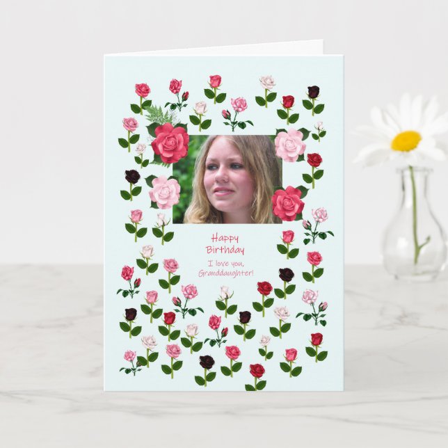 Granddaughter, Birthday, Roses Card (Small Plant)