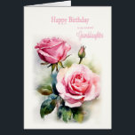 Granddaughter Birthday Roses Painted Watercolor<br><div class="desc">A birthday card for your granddaughter. This beautiful birthday card features delicate watercolor pink roses, symbolising love, grace, and admiration. The soft floral design perfectly captures the essence timeless love, making it a heartfelt way to celebrate her special day. Elegantly adorned pink roses, this card brings a touch of nature’s...</div>