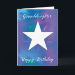Granddaughter Birthday White Shining Star Card<br><div class="desc">Bright, bold, and full of joy—just like your granddaughter! This stunning birthday card features a vibrant watercolor background blending purple, pink, blue, and green in a dazzling display of colour. At the centre, a large white star radiates with shining lines, symbolising the light and happiness she brings to the world....</div>