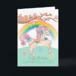 Granddaughter Birthday With A Sweet Prancing Pony Card<br><div class="desc">A cute little prancing watercolor pony,  a magical and whimsical design,  with a delicate rainbow sparkles and floral background and sweetheart tree branch. Sweet and dainty will sure to bring a smile on any young ladies face...  with thanks to HandMek@etsy</div>