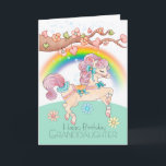 Granddaughter Birthday With A Sweet Prancing Pony Card<br><div class="desc">A cute little prancing watercolor pony,  a magical and whimsical design,  with a delicate rainbow sparkles and floral background and sweetheart tree branch. Sweet and dainty will sure to bring a smile on any young ladies face...  with thanks to HandMek@etsy</div>