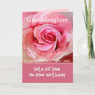 GRANDDAUGHTER Birthday with Pink Rose and Lace Card