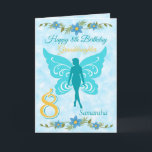 Granddaughter Blue Fairy 8th Birthday Card<br><div class="desc">A Pretty blue Fairy 8th birthday card features a blue fairy on a cloudy blue background and a large number 8 on the front of the card. This card can be personalised from Granddaughter to Daughter, Sister , Niece great niece or Cousin or the wording removed if desired. A lovely...</div>