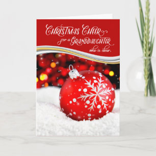 Granddaughter Christmas Cheer Red Ornament Holiday Card