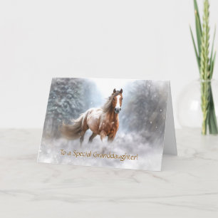 Granddaughter Christmas Holiday Horse in the Snow Card