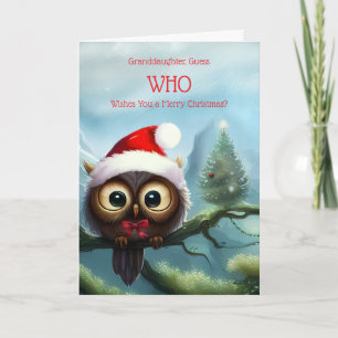 Granddaughter Christmas Holiday with Cute Owl  Card