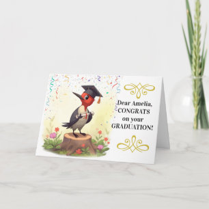 Granddaughter Congrats Graduation Woodpecker Card