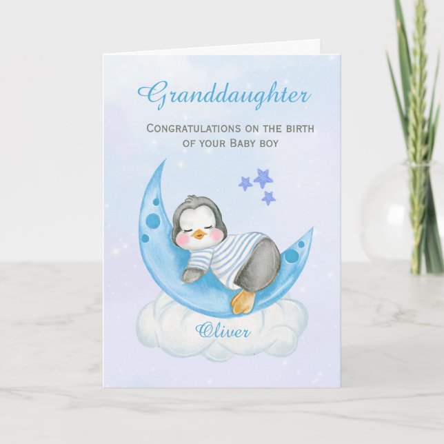 Granddaughter Congratulations A New Baby Boy  Card (Front)