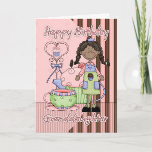 Granddaughter Cute Birthday Card - Cupcakes And Te