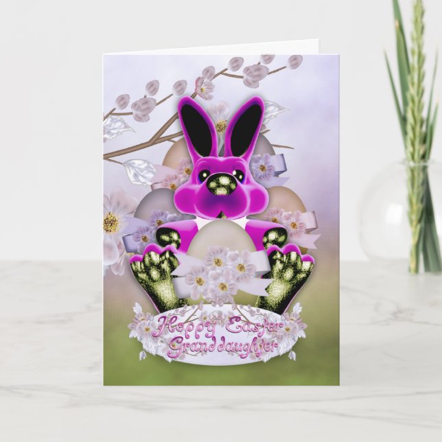 Granddaughter Cute Easter Bunny Greeting Card (Front)