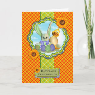 Granddaughter Cute Easter Card With Rabbit