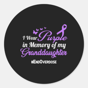 Granddaughter Drug Overdose Awareness Memory Classic Round Sticker