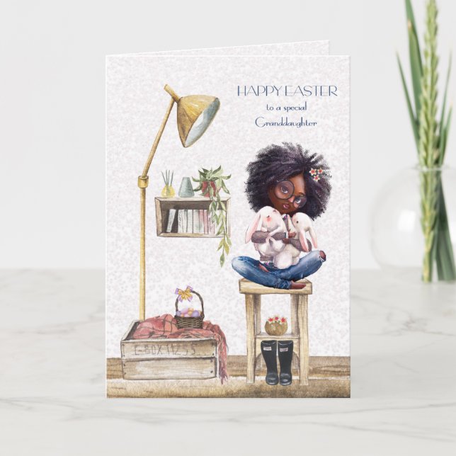 Granddaughter Easter African American Girl Card (Front)