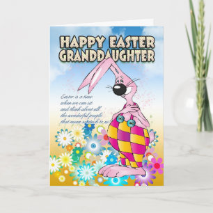 Granddaughter Easter Card - Easter Bunny Flowers