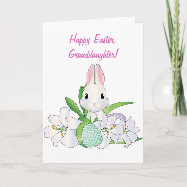 GRANDDAUGHTER EASTER RABBIT n LILLIES CARD (Front)