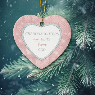 Granddaughter Elegant Lights Pink Christmas Ceramic Tree Decoration