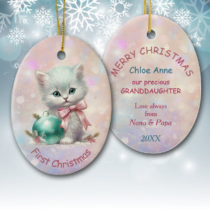 Granddaughter First Christmas Kitten Ceramic Tree Decoration