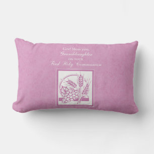Granddaughter First Communion, Pink Lumbar Cushion