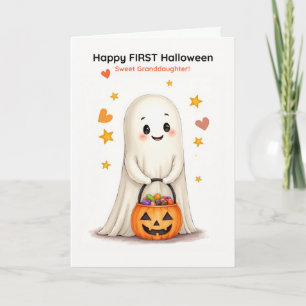 Granddaughter First Halloween Cute Shy Ghost Card