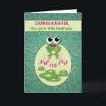 Granddaughter Frog Custom Age Birthday, Jump for J Card<br><div class="desc">Easily customise this card for any age on your granddaughter’s birthday. This is an adorable frog,  on green background with pink additions. Jump for joy!</div>