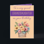 Granddaughter gerbera orange purple birthday card<br><div class="desc">Celebrate your amazing granddaughter’s birthday with this beautifully designed card featuring vibrant gerbera flowers! Bursting with cheerful colours, this heartfelt card is perfect for showing just how much she means to you. The elegant yet playful floral design adds a touch of warmth, making it a keepsake she’ll cherish. With “To...</div>
