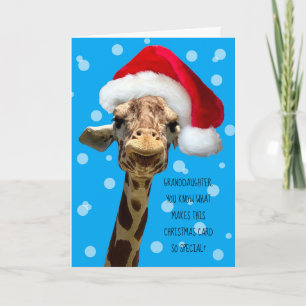 Granddaughter Giraffe Christmas Card