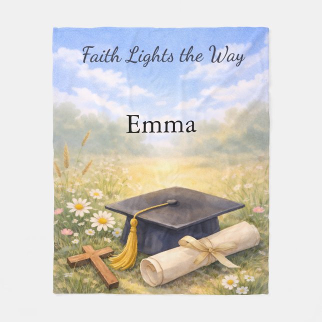 Granddaughter Graduation Personalized Christian  Fleece Blanket (Front)