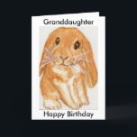 Granddaughter Grandson Rabbit birthday personalise Card<br><div class="desc">I have created this adorable card using my original watercolour artwork of a cute lop eared rabbit.  You can personalise it,  including the verse.  Please take a look at my matching items in my bunny rabbit sections.</div>