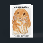 Granddaughter Grandson Rabbit birthday personalise Card<br><div class="desc">I have created this adorable card using my original watercolour artwork of a cute lop eared rabbit.  You can personalise it,  including the verse.  Please take a look at my matching items in my bunny rabbit sections.</div>