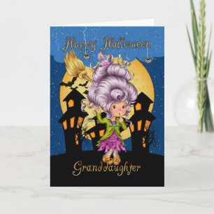 granddaughter halloween cartoon witch card