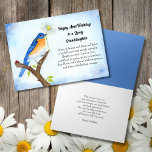 Granddaughter Happy April Birthday with Bluebird Card<br><div class="desc">Warm and thoughtful in design, this April birthday card features a softly painted bluebird resting on a flowering tree branch, gently holding a daisy, the birth flower of April, while a tiny ladybug adds a sweet symbol of happiness and good fortune. The front poem reflects the uplifting qualities often linked...</div>