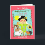 Granddaughter Happy Birthday Cute Farm Animals Card<br><div class="desc">Cute farm animals and scarecrow,  colourful illustration for kids,  shown here as happy birthday to a lovely granddaughter but easy to edit f or a grandson,  daughter,  son etc just customise to your needs and change the name at no extra cost.</div>