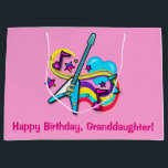 Granddaughter Happy Birthday Guitar, Hearts, Notes Large Gift Bag<br><div class="desc">This design celebrates the guitar and music. For matching items type "penguincornerstore guitar" into the Zazzle search bar.</div>