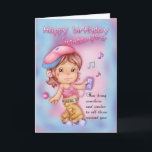 Granddaughter Happy Birthday Pink And Blue - Littl Card<br><div class="desc">Granddaughter Happy Birthday Pink And Blue - Little Girl With Lolly</div>