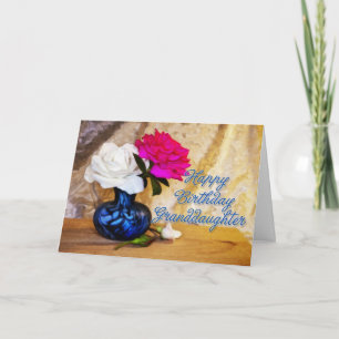 Granddaughter, Happy Birthday with painted roses Card