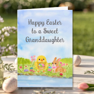 Granddaughter Happy Easter Baby Chick Easter Bunny Card