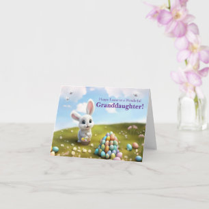 Granddaughter Happy Easter Cute Bunny Birds Card
