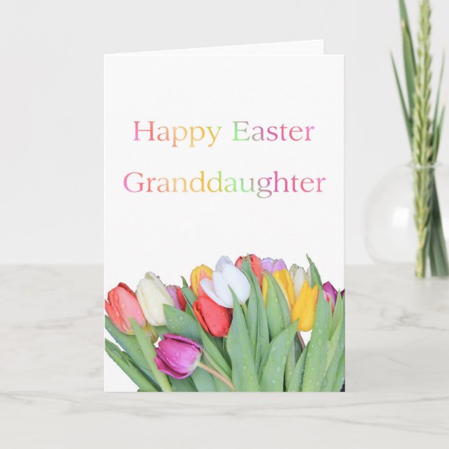 Granddaughter Happy Easter Tulip card (Front)
