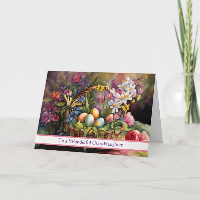 Granddaughter Happy Easter with Easter Basket Eggs Card (Front)