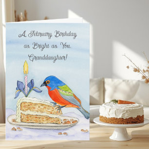 Granddaughter Happy February Birthday Painted Bunt Card