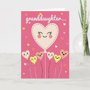 Granddaughter Happy Heart Balloon Card