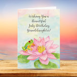 Granddaughter Happy July Birthday with Waterlily Card<br><div class="desc">A charming choice for a July birthday, this design features a delicate pink waterlily blooming in the heart of summer, symbolizing love, renewal, and the beauty of growing through each season of life. The red-eyed tree frog adds a playful spark of wonder and happiness, bringing a sense of warmth and...</div>
