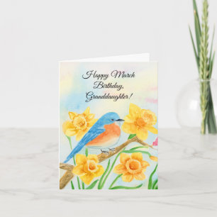 Granddaughter Happy March Birthday Blue Bird Card