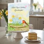 Granddaughter Happy March Birthday Robin Daffodils Card<br><div class="desc">This spring-themed birthday card features a daffodil-inspired birthday cake,  the flower of March,  with a robin perched on a wooden cake stand,  creating a cheerful and meaningful design for a granddaughter’s birthday.</div>